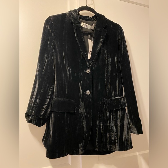 WRINKLED VELVET COAT black - Picture 5 of 5